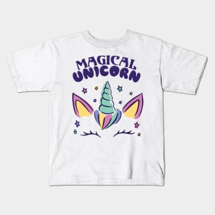 Cute Magical Unicorn Rainbow Horn Girl Kids T-Shirt